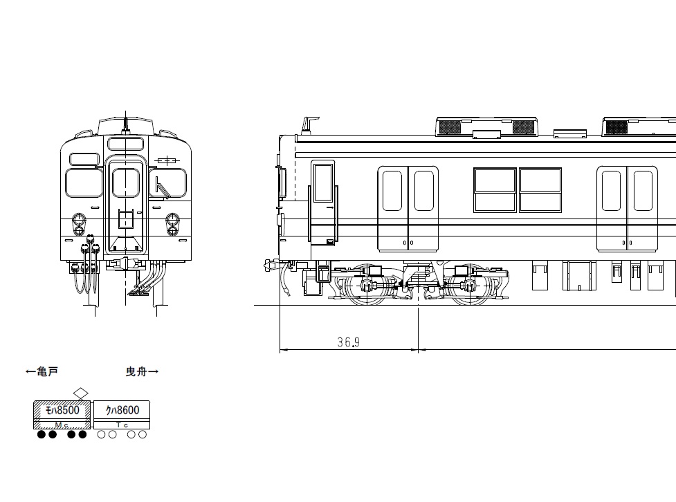 東武８５００型 　原形　新製冷房車　２両編成Ｅキット