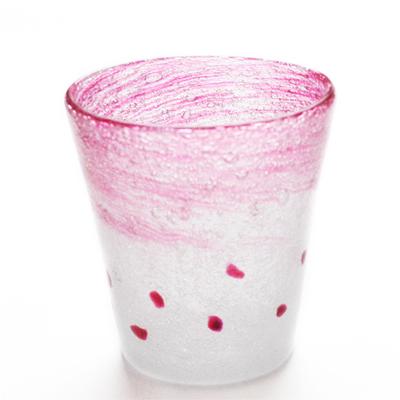 琉球ガラス「カレット泡グラス/金赤」