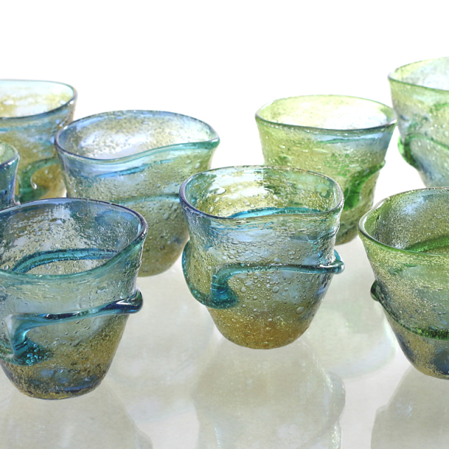 新品未使用　琉球ガラス　手作り　あわあわ　泡ガラス　吹きガラス　小鉢 海の泡 小皿 - 琉球ガラス匠工房 オンラインショップ