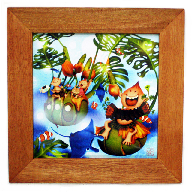 木精キジムナーのアートちび絵「モンステラの唄/Mサイズ43番」