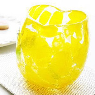琉球ガラス「波の花ハートグラス/黄色」