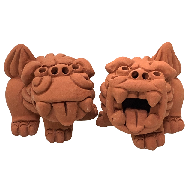 沖縄土産 シーサー 置物 玄関 ペア 素焼き 豆シーサー