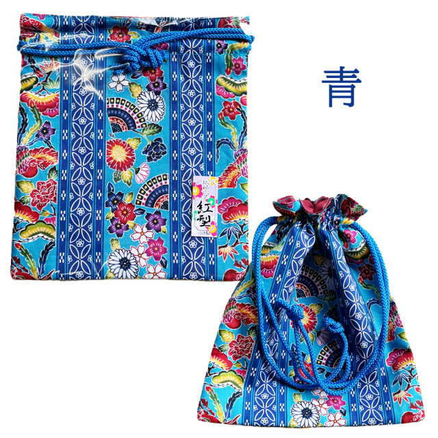 巾着袋 ポーチ 雑貨 沖縄 お土産 日本製 新紅型 四角巾着