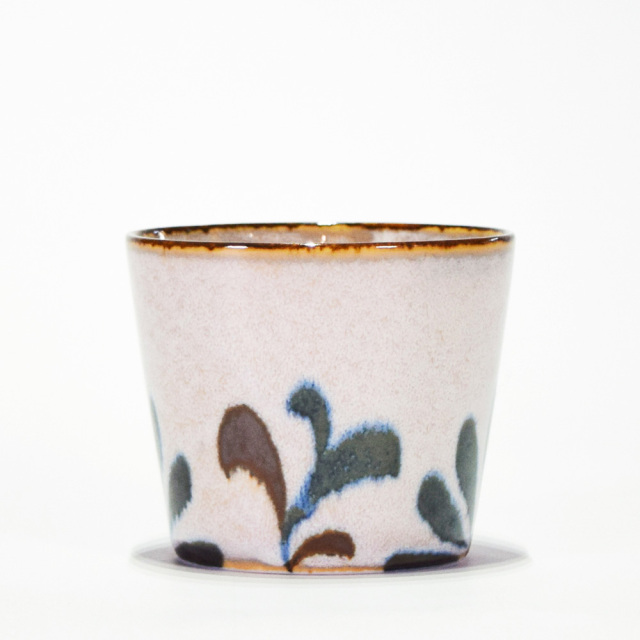 新品⭐︎沖縄　やちむん　お茶碗　マカイ　そばちょこ　セット　ハート　葉紋　茶　緑 沖縄のやちむん ドット4寸マカイ（御飯茶碗）ペア【ネイビー
