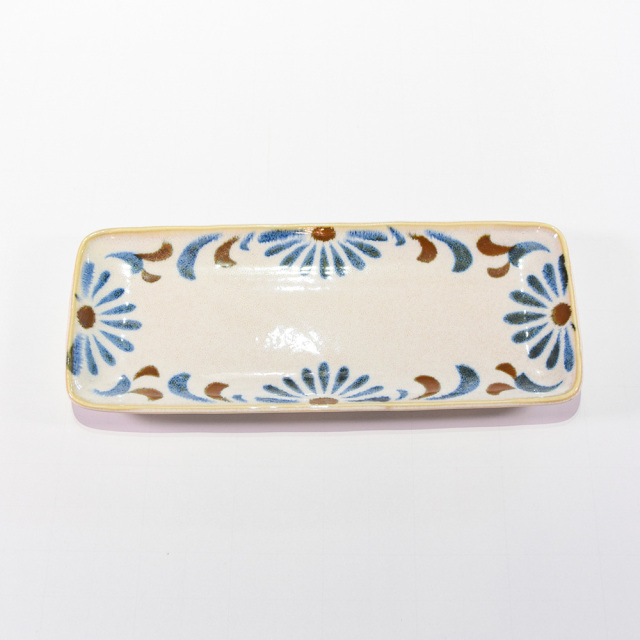 沖縄 お皿 食器 お土産 お取り寄せ 南国 かりゆし やちむん 和食器 プレート 長角皿 おしゃれ 贈り物 贈答品 南国風食器 かりゆしシリーズ 長角皿