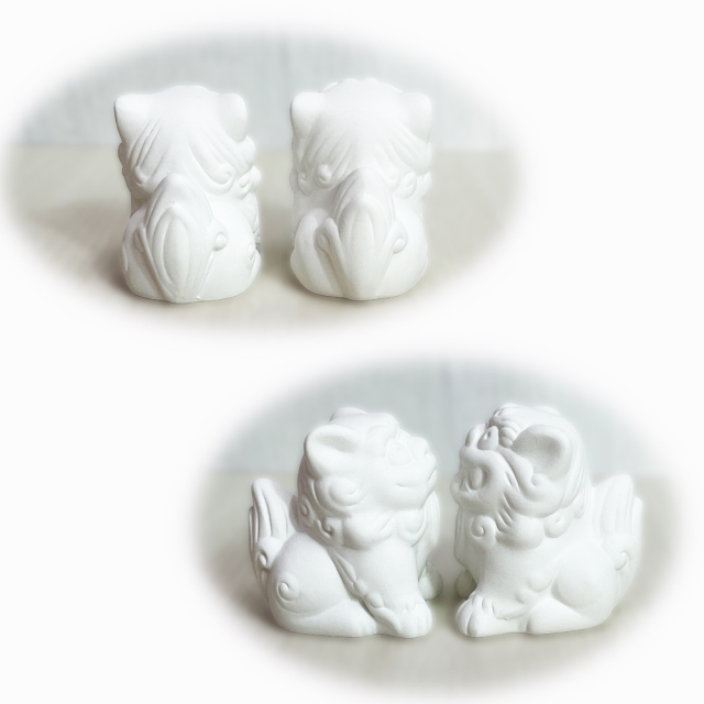 シーサー 獅子 素焼きシーサー ペア 絵付け 絵付け体験 色塗り