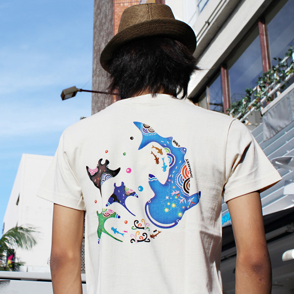 沖縄 Tシャツ 親子お揃い メンズ レディース ペア お土産 半袖 綿100% コットン JAM MARKET 海の中