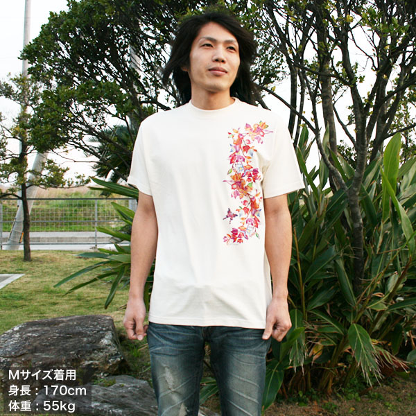 お揃いペアルックTシャツ メンズ レディース 沖縄 お土産 半袖 綿100% コットン JAM MARKET ブーゲンビリア Tシャツ