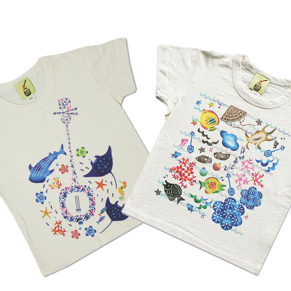 沖縄 Tシャツ 親子お揃い キッズ ペア お土産 半袖 スラブ生地 JAM MARKET はまあしび  / 琉宮城