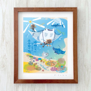 グラフィックアート 壁掛け おしゃれ 絵画 額付き 新築祝い 誕生日 プレゼント 島の彩 No.016 / マンタの水中飛行機 Lサイズ