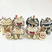 漆喰シーサー 沖縄 お土産 置物 門柱 玄関 ペア 琉球 宮城忍工房