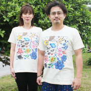 沖縄 Tシャツ 親子お揃い メンズ レディース ペア お土産 半袖 スラブ生地使用 JAM MARKET はまあしび / 琉宮城
