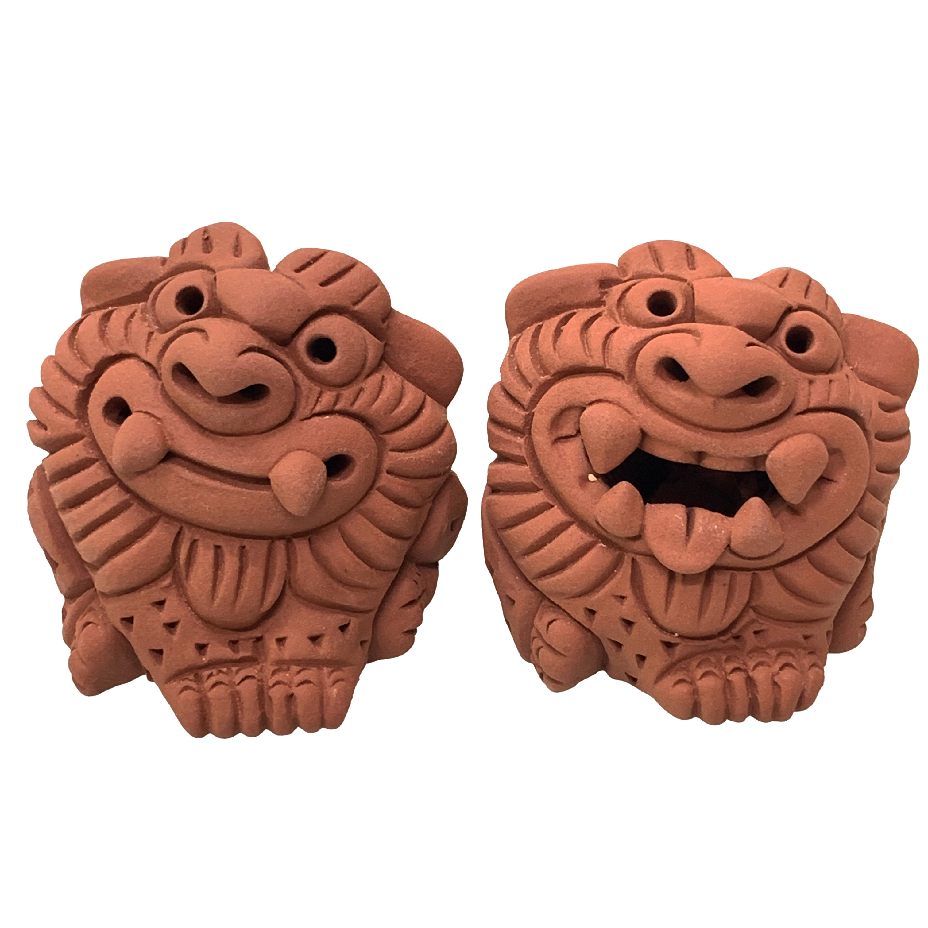 沖縄土産 シーサー 置物 ミニ 玄関 ペア 素焼き 遊びシーサー