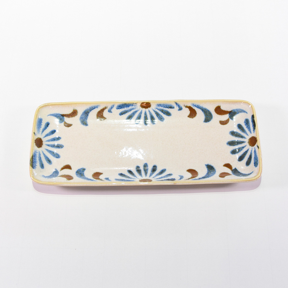 沖縄 お皿 食器 お土産 お取り寄せ 南国 かりゆし やちむん 和食器 プレート 長角皿 おしゃれ 贈り物 贈答品 南国風食器 かりゆしシリーズ 長角皿