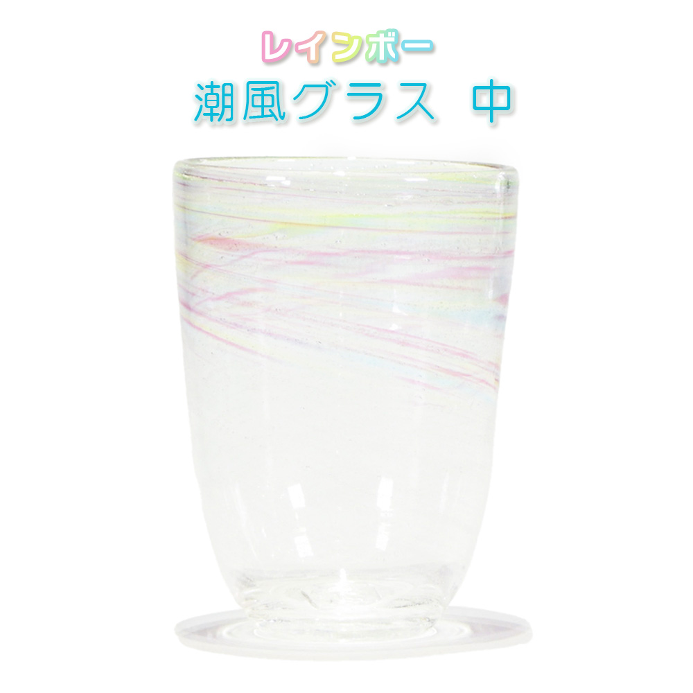 琉球ガラス 琉球グラス コップ ガラス グラス 沖縄 贈り物 ギフト お土産 家飲み 潮風グラス 中 レインボー