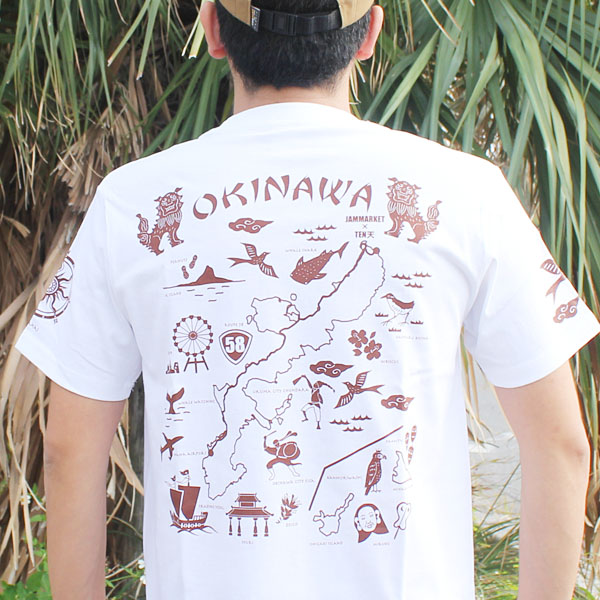 沖縄 Tシャツ 親子お揃い メンズ レディース ペア お土産 半袖 綿100% コットン JAM MARKET OKINAWA TRIP / OKINAWA MAP