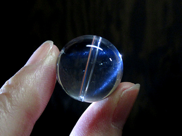 ブルースタークォーツ丸玉 約18mm ブレスレット用 天然水晶 穴あきビーズ 【鬮石】