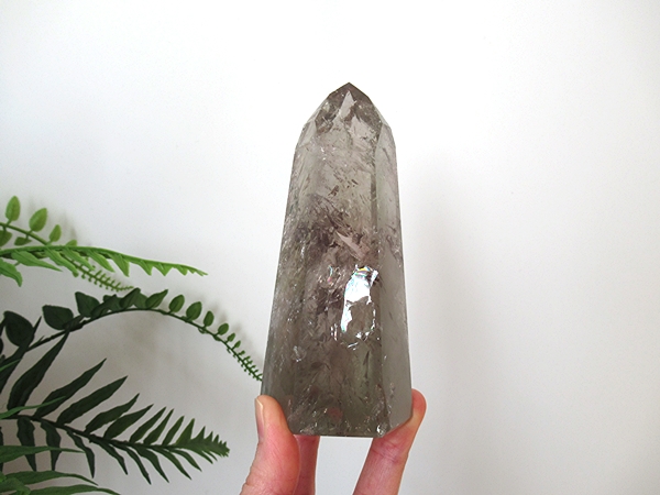 プラシオライト グリーンアメジスト レインボー 水晶 ポイント ブラジル産