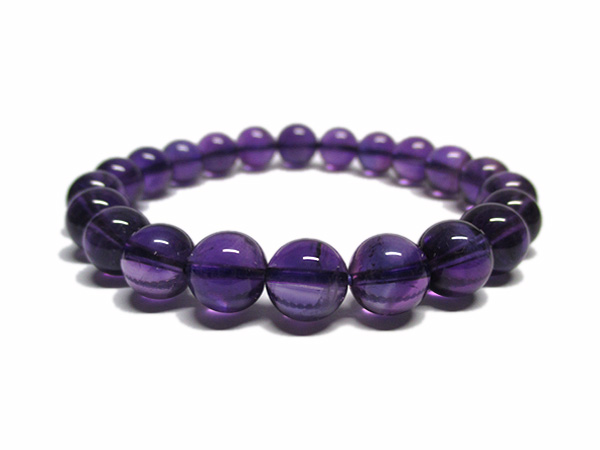 高品質 アメジスト ブレスレット 約8～9mm 紫水晶 天然石専門店/鬮石
