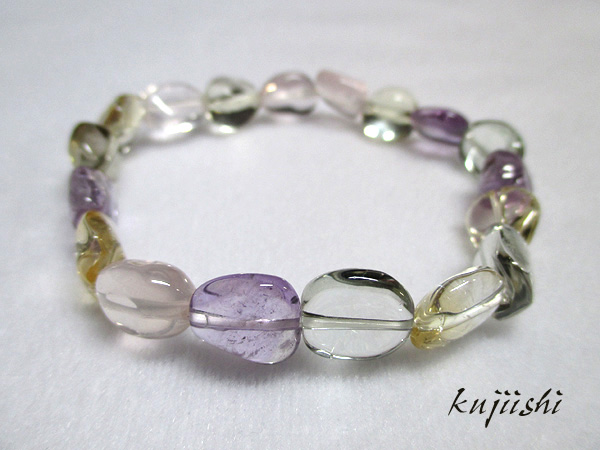 シトリン（黄水晶）＆ローズクォーツ（紅水晶）＆アメジスト（紫水晶）＆プラシオライト（グリーンアメジスト）天然石ブレスレット