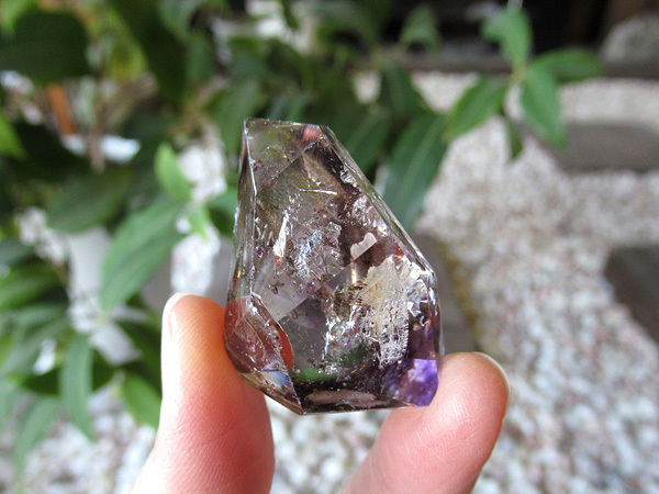 アメジストエレスチャルクォーツ ポリッシュ ポイント マダガスカル産 天然石