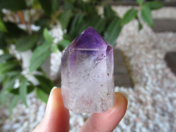 アメジストエレスチャルクォーツ ポリッシュ ポイント マダガスカル産 天然石