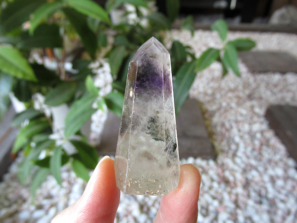 アメジストエレスチャルクォーツ ポリッシュ ポイント マダガスカル産 天然石