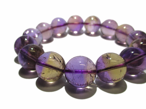 高品質、大粒アメトリンブレスレット14mm 高品質】バイカラーアメトリン ブレスレット 約14mm 【鬮石】