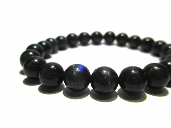 ブラックラブラドライトキャッツアイ ブレスレット 約8.5mm