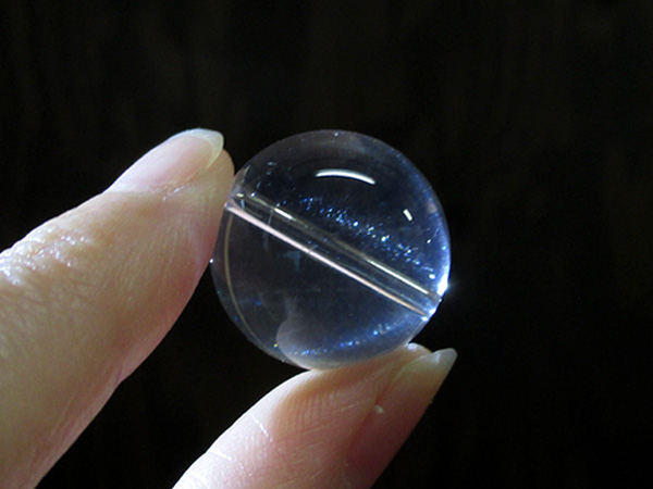 ブルースタークォーツ丸玉 約18mm ブレスレット用 天然水晶 穴あき