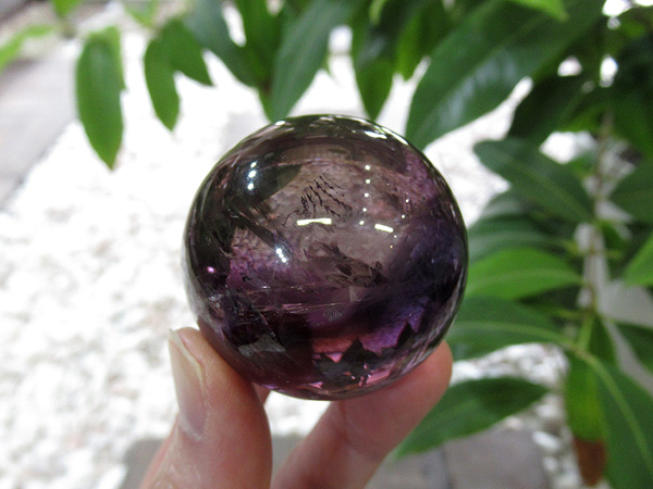 ★トラピッチェファントムアメジスト 49ミリ珠 丸玉①(SA~SA+) ブラジルバイーア州産 ファントム トラピッチェアメジスト丸玉