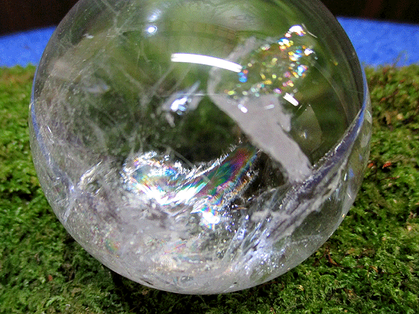 天然水晶 レインボー水晶（虹入り） 丸玉 【高品質】 【鬮石（くじいし