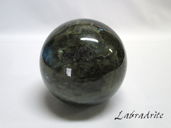 天然石 ＊ 丸玉 ラブラドライト お守り 置物 約97mm