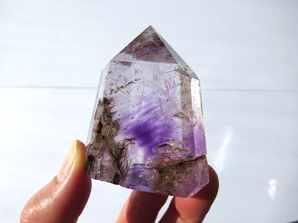 アメジストエレスチャルクォーツ ポリッシュ ポイント マダガスカル産 天然石