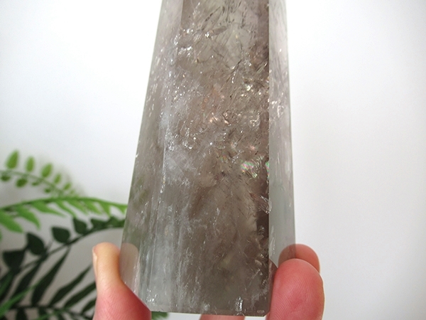 プラシオライト グリーンアメジスト レインボー 水晶 ポイント