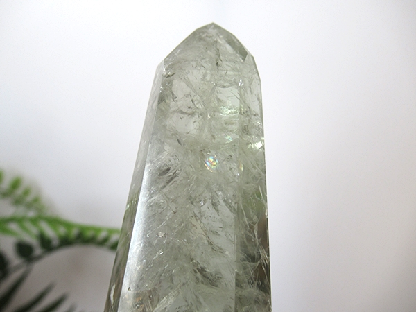 プラシオライト グリーンアメジスト レインボー 水晶 ポイント ブラジル産