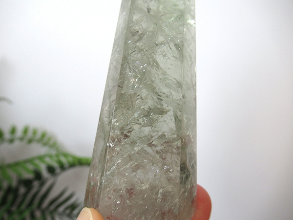 プラシオライト グリーンアメジスト レインボー 水晶 ポイント ブラジル産