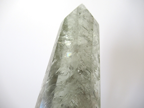 プラシオライト グリーンアメジスト レインボー 水晶 ポイント ブラジル産