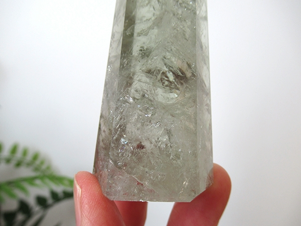 プラシオライト グリーンアメジスト レインボー 水晶 ポイント ブラジル産