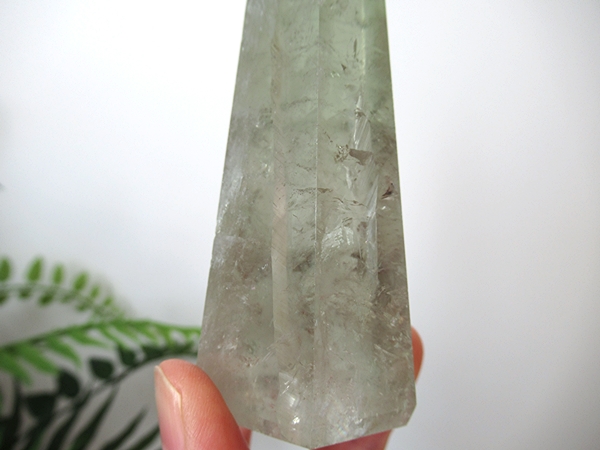 プラシオライト グリーンアメジスト レインボー 水晶 ポイント ブラジル産