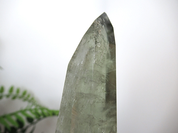 プラシオライト グリーンアメジスト レインボー 水晶 ポイント ブラジル産