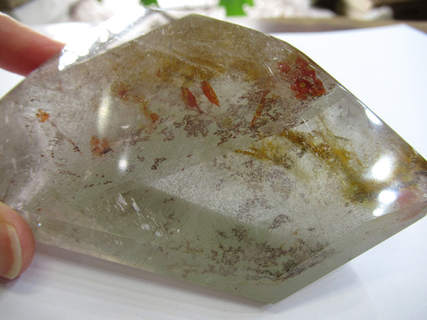 ファントムガーデン水晶天然石タンジェリンクォーツレインボー入 最高