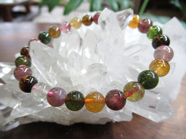 ミックストルマリンブレスレット 約7mm | 天然石アクセサリー ミックストルマリンブレスレット 約7mm | 天然石アクセサリー