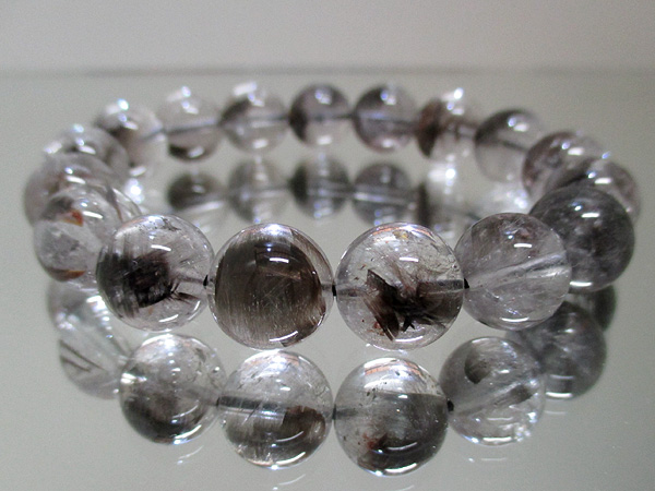 高品質プラチナクォーツ（ルチル水晶）天然石ブレスレット