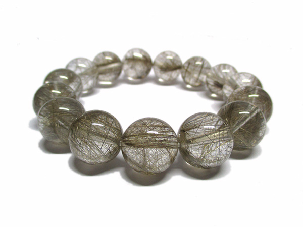 高品質 シルバールチルクォーツ ブレスレット 約15mm 天然石専門店/鬮石