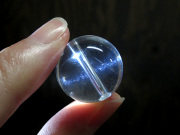 ブルースタークォーツ丸玉　約18mm　ブレスレット用　天然水晶 穴あきビーズ　【鬮石】