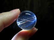 ブルースタークォーツ丸玉　約18mm　ブレスレット用　天然水晶 穴あきビーズ　【鬮石】