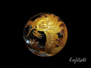 金龍彫刻天然水晶丸玉（ゴールデンドラゴンボール）