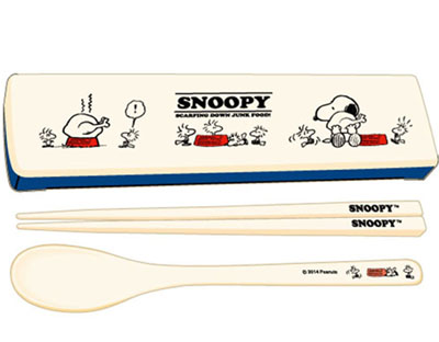 スヌーピー　「ごちそうごはん 」　スライド式コンビセット（はし・スプーン）　30153