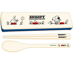 スヌーピー　「ごちそうごはん 」　スライド式コンビセット（はし・スプーン）　30153